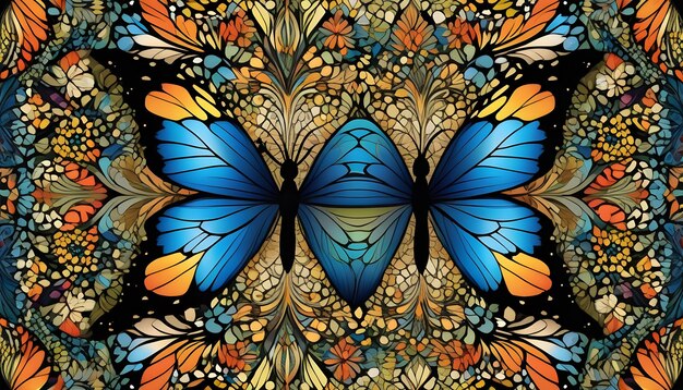 Photo vibrant butterfly wings mosaic