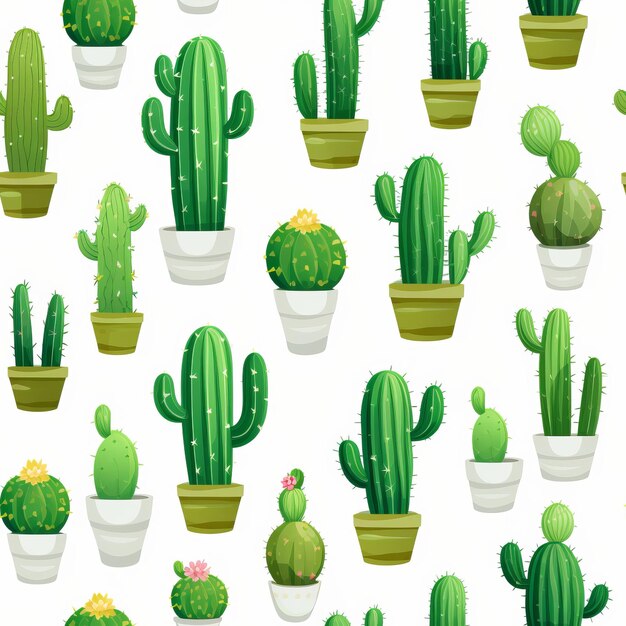 Vibrant Cactus Seamless Pattern Playful And Colorful Depictions