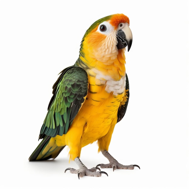 Vibrant Caique Parrot Isolated On White Background Photography