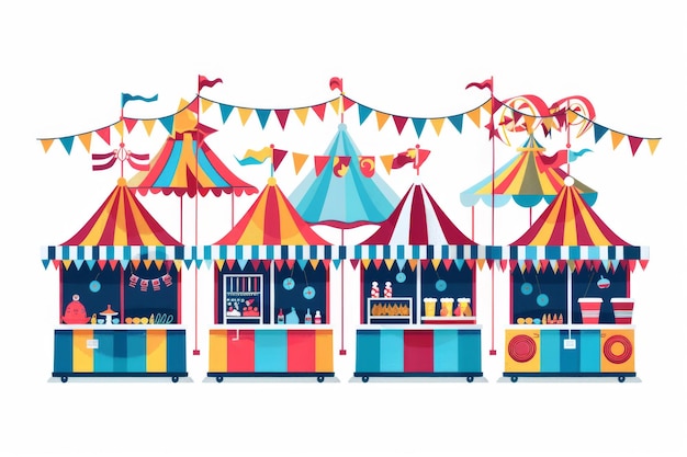 Vibrant Carnival Tents and Booths Galore