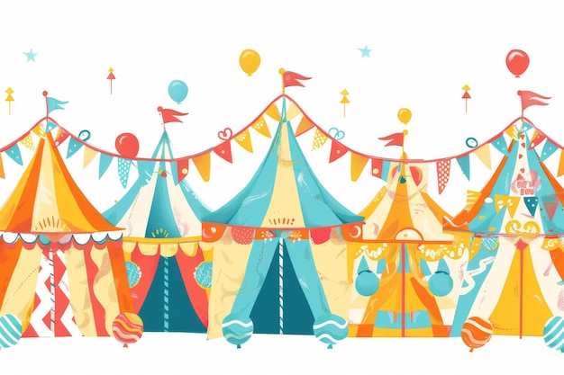 Vibrant Carnival Tents and Booths Galore