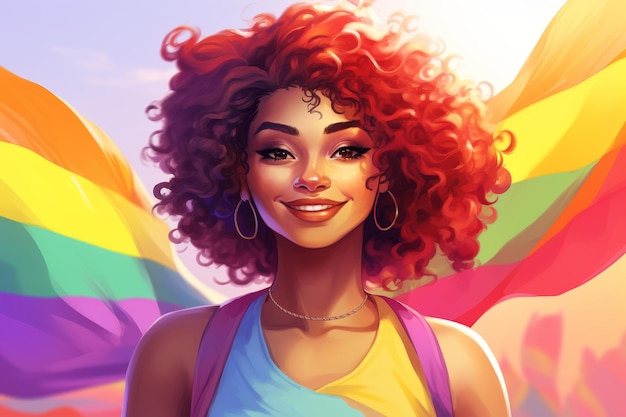 Vibrant cartoon art celebrating LGBT pride with diverse characters and beautiful faces