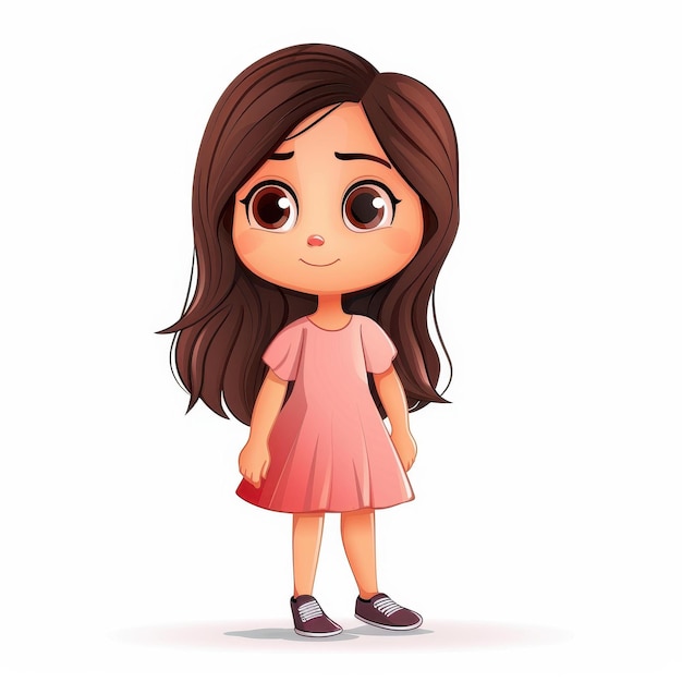 Photo a vibrant cartoon showcasing a cute little girl with joyful expressions capturing