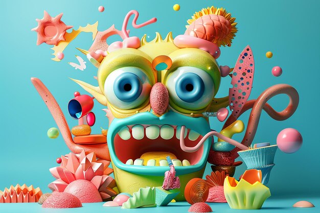 Photo vibrant cartoonstyle 3d illustrations