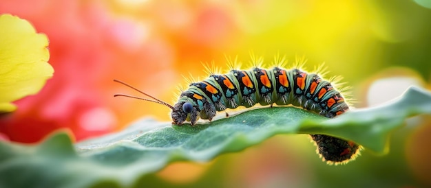 Vibrant Caterpillar on a Leaf