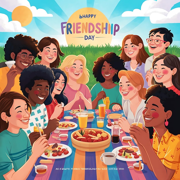 A vibrant and cheerful Friendship Day poster design generative AI