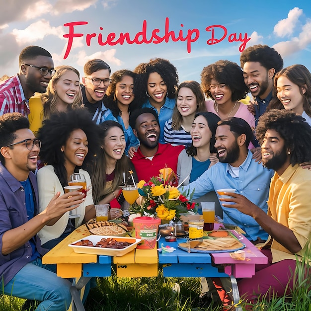 A vibrant and cheerful Friendship Day poster design generative AI