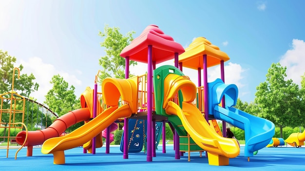 Vibrant Childrens Playground with Slide