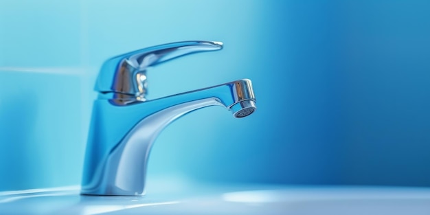 Vibrant Chrome Faucet And Fitting Zoomed In Symbolizing Home Improvement And Plumbing