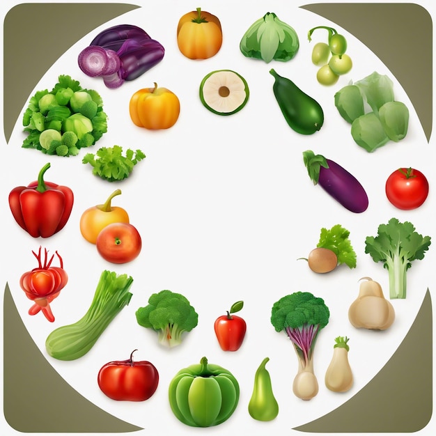 Vibrant circle of fresh vegetables