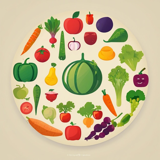 Vibrant circle of fresh vegetables