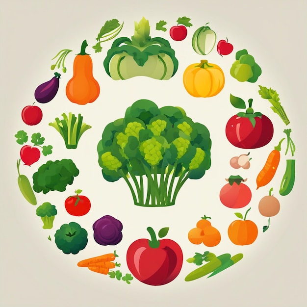 Vibrant circle of fresh vegetables