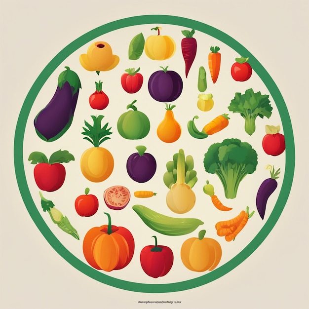 Vibrant circle of fresh vegetables