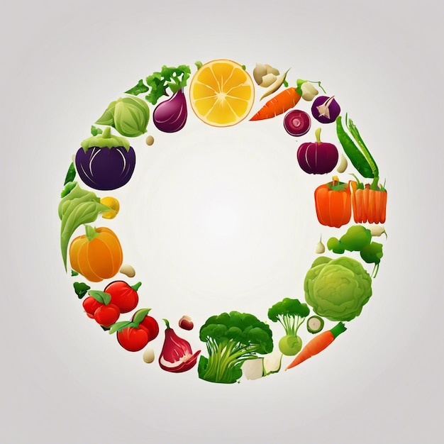 Vibrant circle of fresh vegetables