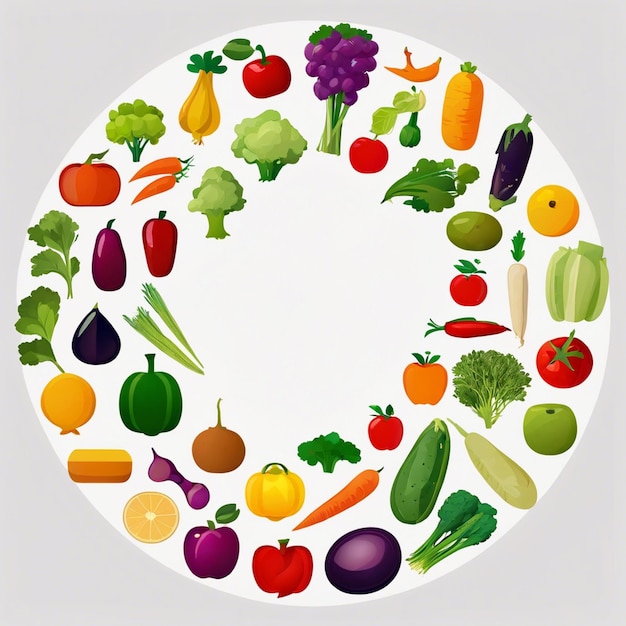 Vibrant circle of fresh vegetables