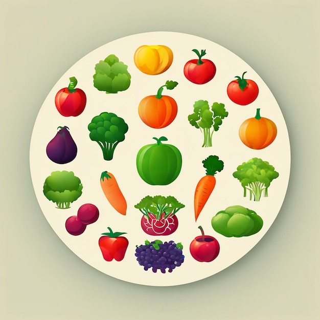 Vibrant circle of fresh vegetables