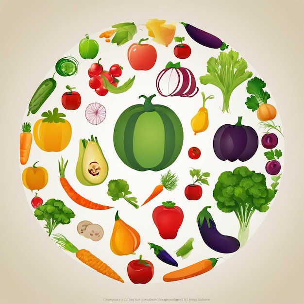 Vibrant circle of fresh vegetables