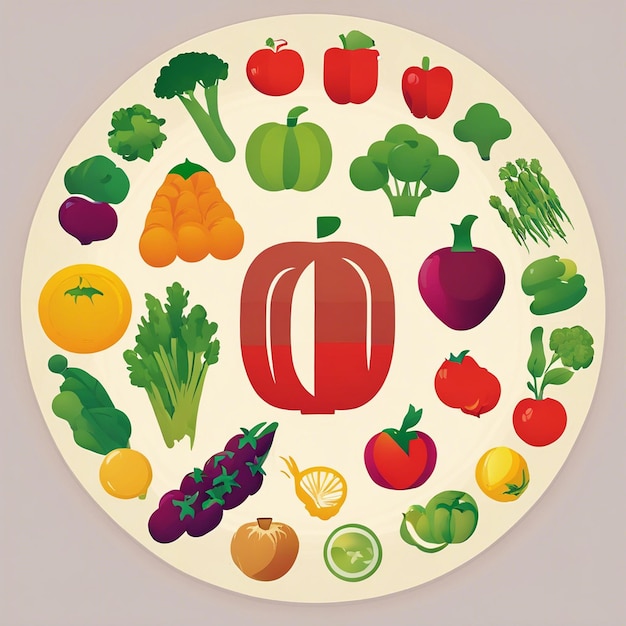 Vibrant circle of fresh vegetables