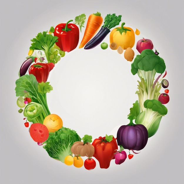 Vibrant circle of fresh vegetables