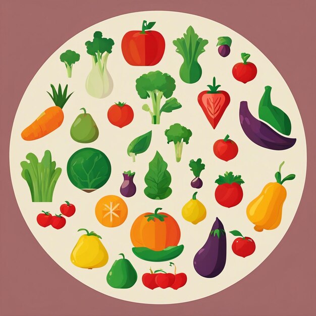 Vibrant circle of fresh vegetables