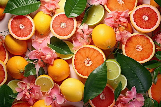 Vibrant Citrus Splendor A Tropical and Healthy Delight on Pastel Perfection