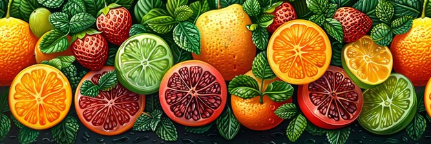 Vibrant Citrus and Strawberry Abstract Background