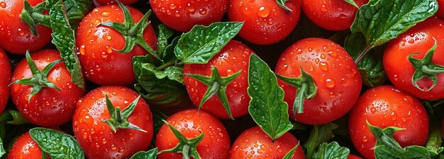 Vibrant Closeup of Fresh Ripe Red Tomatoes with Water Drops fresh tomato background