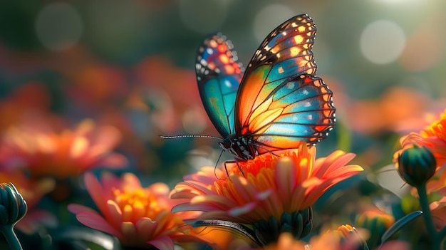 Vibrant CloseUp of a Monarch Butterfly on Orange Flowers