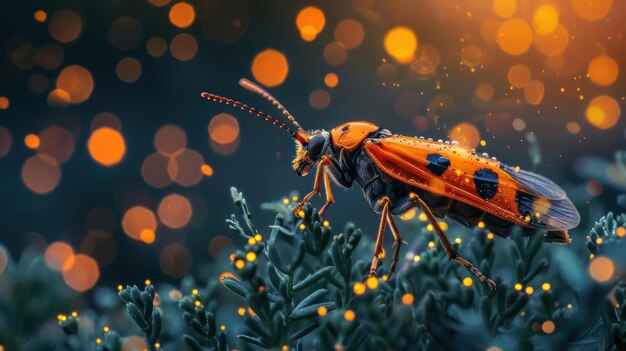 Photo a vibrant closeup of an orange beetle