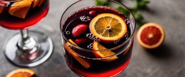 Photo vibrant closeup of sangria with citrus fruits perfect for summer gatherings