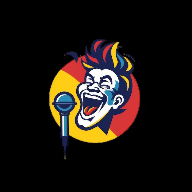 Photo vibrant clown character with microphone in dynamic design