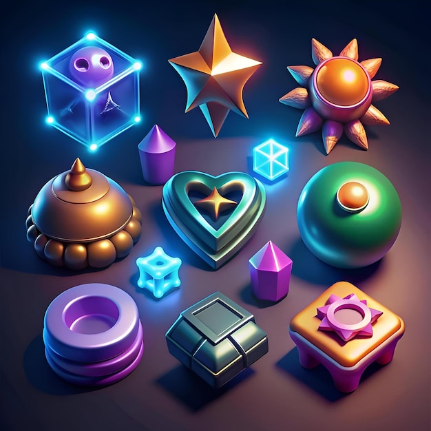 A vibrant collection of 3D icons perfect for adding a playful and futuristic touch to your designs