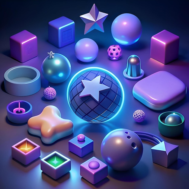 Photo a vibrant collection of 3d icons perfect for adding a playful and modern touch to presentations websites and social media