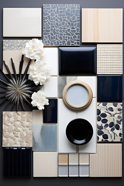 Photo vibrant collection of ceramic tiles in varied sizes colors and designs