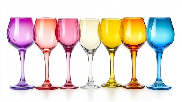 Photo vibrant collection of glassware on clean white surface