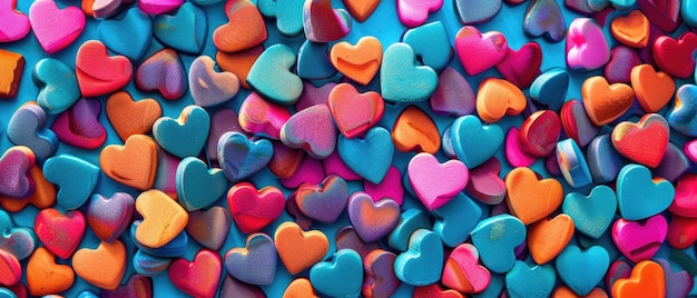 Photo a vibrant collection of hearts a colorful symphony of love