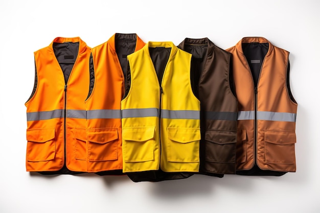 Photo vibrant collection of highvisibility safety vests displayed on a white background on transparent png background