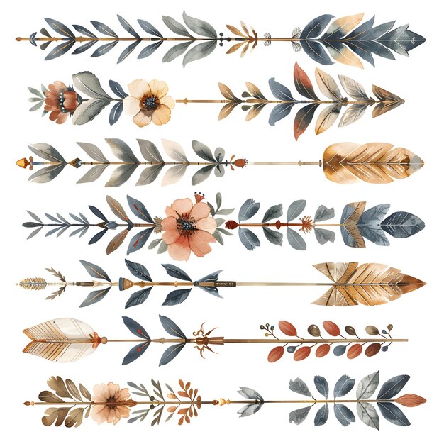 Photo vibrant collection of intricately designed arrows showcasing a spectrum of colors textures and metal