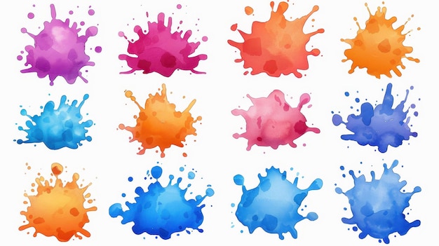 Vibrant collection of isolated blots and splashes in vector format