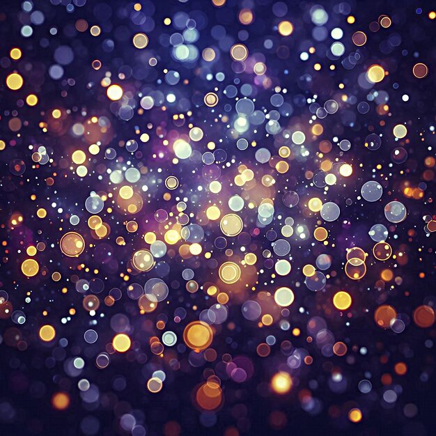 Photo a vibrant collection of purple and gold bokeh lights create an enchanting abstract background