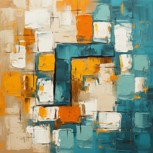 Vibrant Color Block Image in Number 29 Style on Textured Canvas