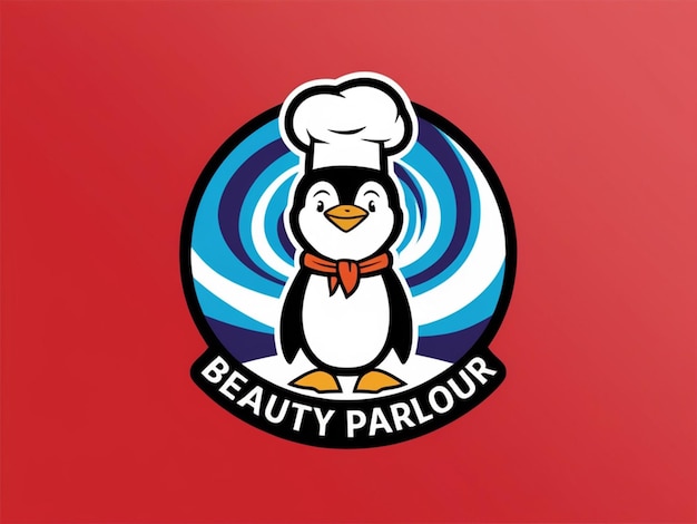 Photo vibrant color logo design for penguin food fast food brand depicting a cheerful