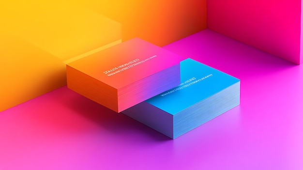 Photo a vibrant color minimalist mock up of a business card both front and back