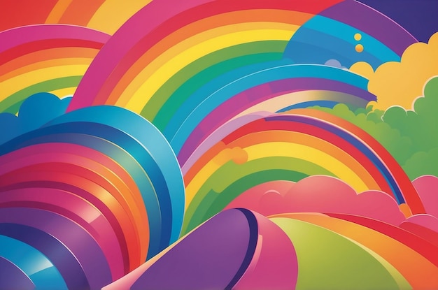 Vibrant color of rainbow background in retro style