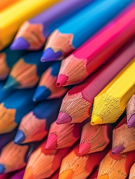 Vibrant Colored Pencils CloseUp Art Supplies and Creativity