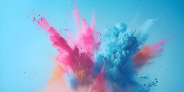 Vibrant Colored Powder Explosion on Solid Background Ai Generated