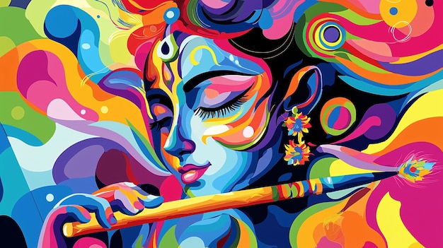 Vibrant and Colorful Abstract Design Celebrating Krishna Janmashtami with Dynamic Patterns