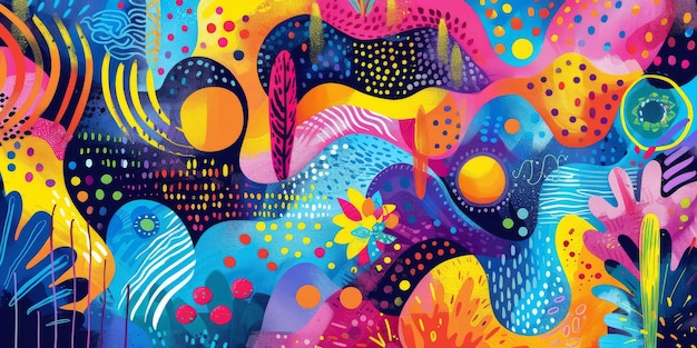 Photo vibrant and colorful abstract patterns featuring bold and dynamic shapes and designs