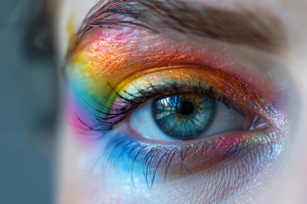 Vibrant Colorful Eye Makeup Closeup