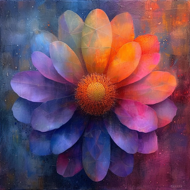 Vibrant colorful flower painting on dark background